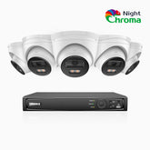 NightChroma<sup>TM</sup> NCK500 - 3K 8 Channel 5 Cameras PoE Security System, Acme Color Night Vision, f/1.0 Super Aperture, Active Alignment, Built-in Microphone, IP67, All-Metal Housing